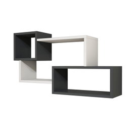 Hanah Home Afro Estantería de Pared Blanco y Antracita
